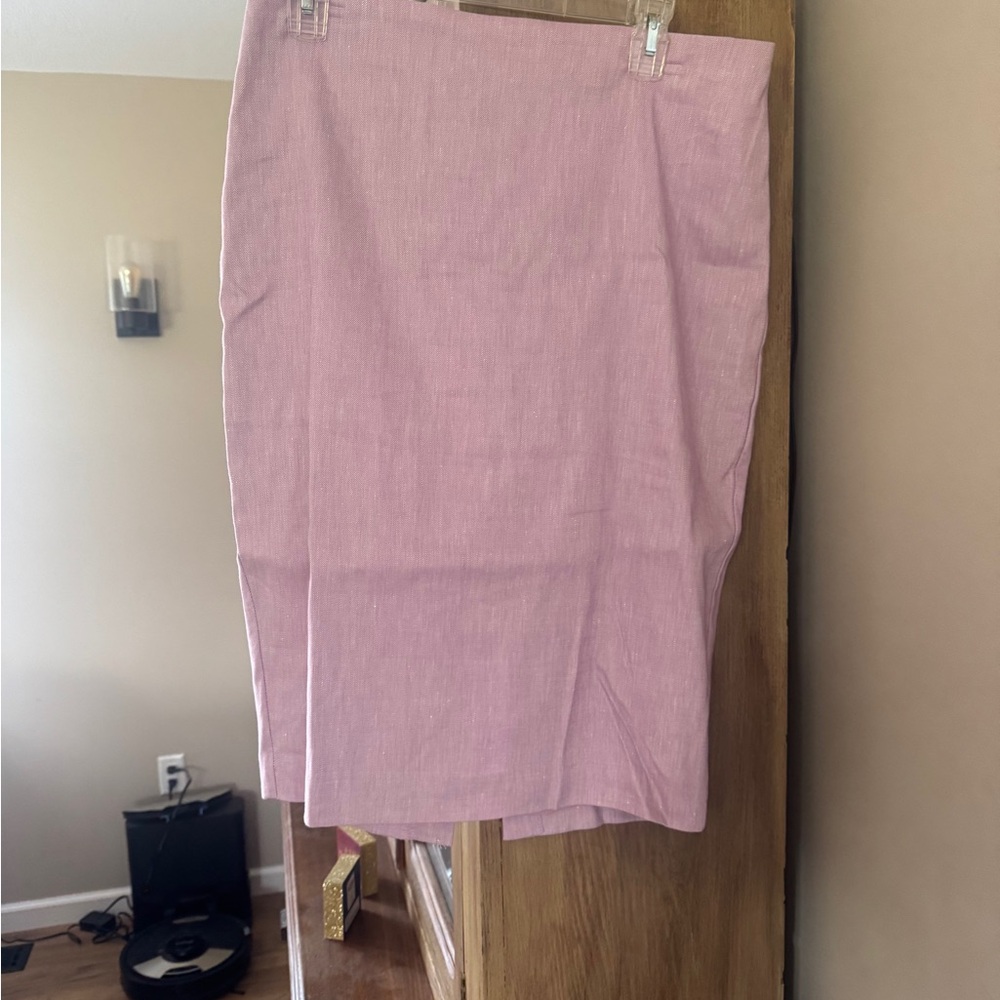 Express Light Pink linen Pencil Skirt
